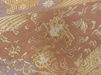 平和屋着物■六通柄袋帯 地紙吉祥花文 金糸 逸品 cm2495