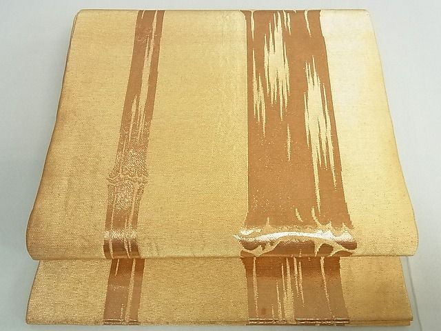 平和屋着物■全通柄袋帯 竹文 額縁仕立て 金糸 逸品 cm2540
