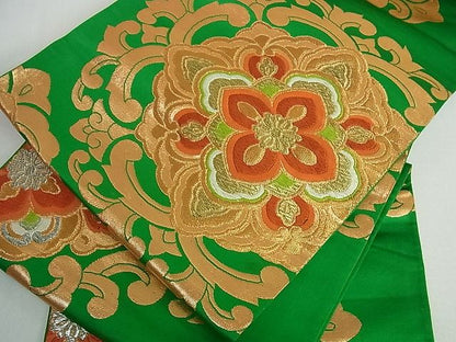 平和屋着物■六通柄袋帯 正倉院花文 金糸 逸品 cm2568