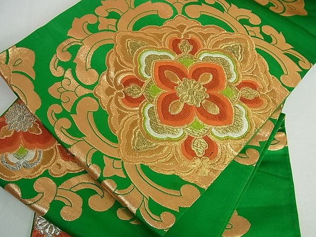 平和屋着物■六通柄袋帯 正倉院花文 金糸 逸品 cm2568