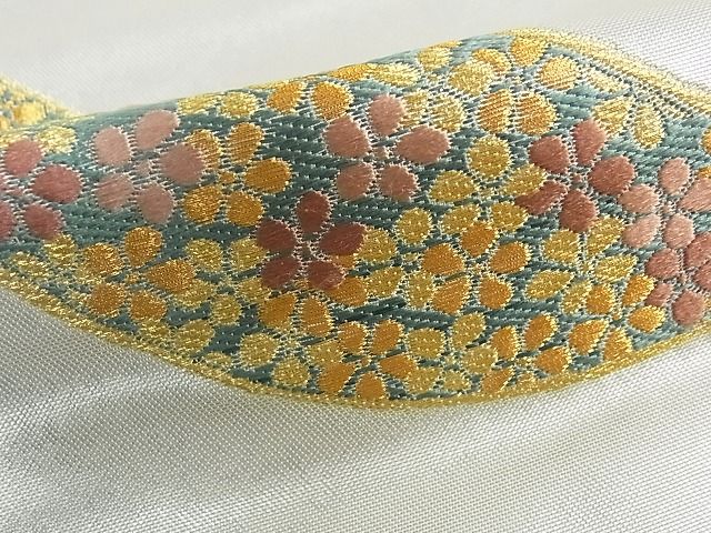 平和屋着物■六通柄袋帯 花松文 金糸 逸品 cm2575