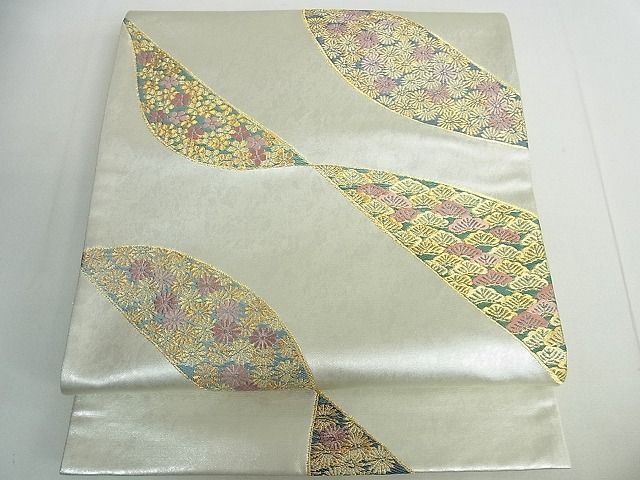 平和屋着物■六通柄袋帯 花松文 金糸 逸品 cm2575