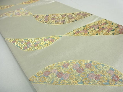 平和屋着物■六通柄袋帯 花松文 金糸 逸品 cm2575