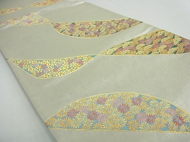 平和屋着物■六通柄袋帯 花松文 金糸 逸品 cm2575