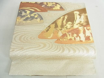 平和屋着物■太鼓柄袋帯 流水重山文 金銀糸 逸品 cm2916