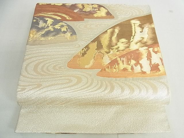 平和屋着物■太鼓柄袋帯 流水重山文 金銀糸 逸品 cm2916