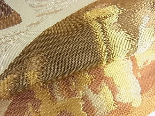 平和屋着物■太鼓柄袋帯 流水重山文 金銀糸 逸品 cm2916