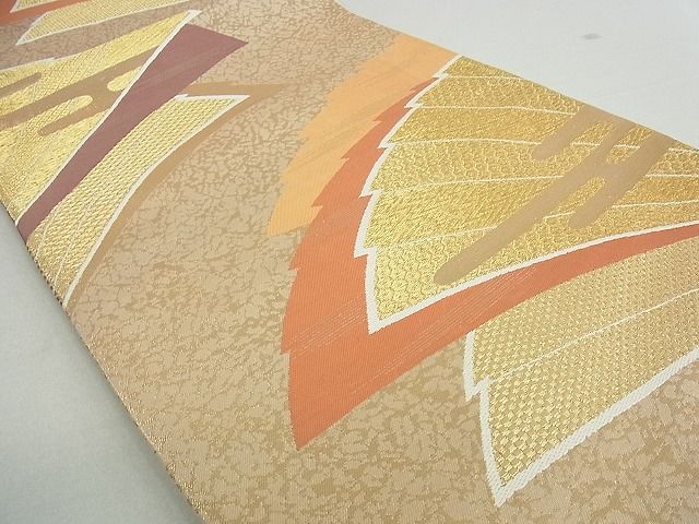 平和屋着物■六通柄袋帯 扇面重ね文 金糸 逸品 cm2952