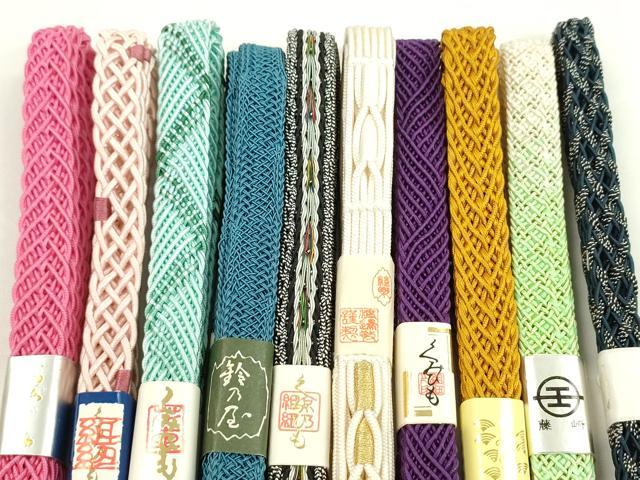 平和屋本店■夏物　和装小物　帯締め10本セット　三ッ杵印　紐の渡敬など　逸品　未使用　CXAA0356s5