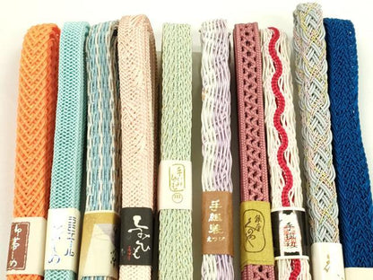 平和屋本店■夏物　和装小物　帯締め10本セット　三ッ杵印　紐の渡敬　伊賀・祥雄作など　逸品　未使用　CXAA0399s5