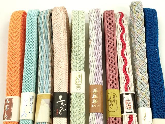 平和屋本店■夏物　和装小物　帯締め10本セット　三ッ杵印　紐の渡敬　伊賀・祥雄作など　逸品　未使用　CXAA0399s5