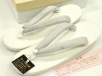 平和屋本店■和装小物　亜麻草履　スリーシーズン　春夏秋　麻　箱付き　逸品　新品　CXAA0456s5