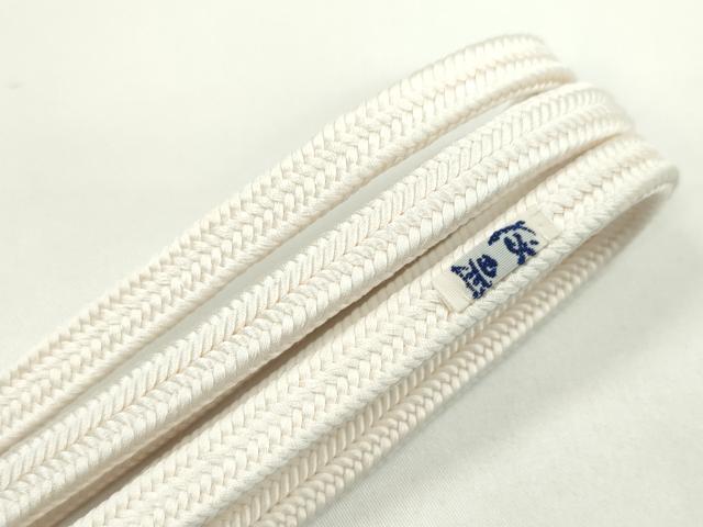 平和屋本店■極上　有職組紐道明　帯締め　冠組　白　足し房：本紅　宮内庁御用 国立博物館御用 東京芸術大学御用 逸品 未使用 CXAA0503s5