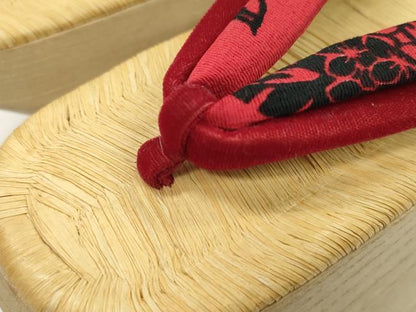 平和屋本店●和装小物　ぽっくり下駄　こっぽり・おこぼ下駄　畳表　花文　逸品　未使用　CXAA0681s6