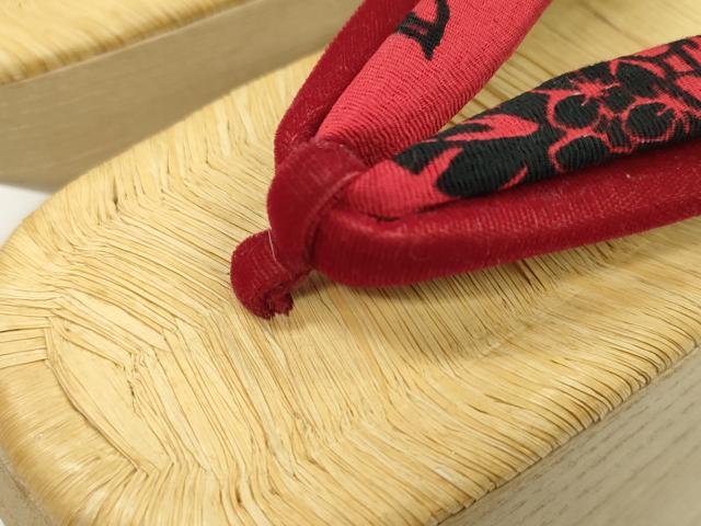 平和屋本店●和装小物　ぽっくり下駄　こっぽり・おこぼ下駄　畳表　花文　逸品　未使用　CXAA0681s6