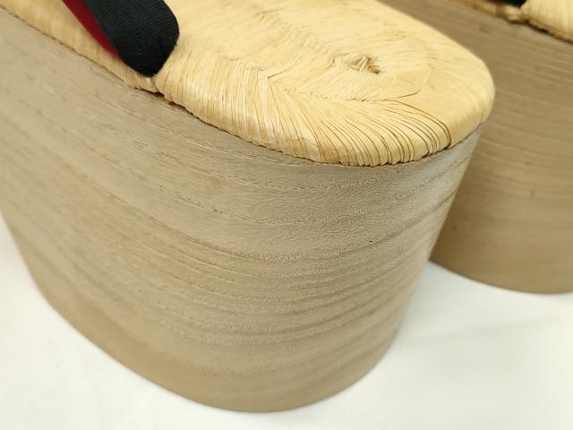 平和屋本店●和装小物　ぽっくり下駄　こっぽり・おこぼ下駄　畳表　花文　逸品　未使用　CXAA0681s6