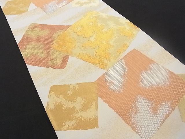 平和屋着物■六通柄袋帯 色紙重ね文 金銀糸 正絹 逸品 B-cy3469