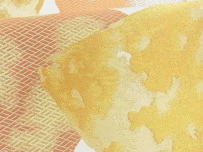 平和屋着物■六通柄袋帯 色紙重ね文 金銀糸 正絹 逸品 B-cy3469