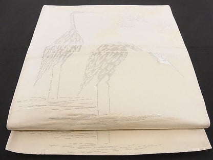 平和屋着物■西陣 六通柄袋帯 鳳凰 鶴 銀糸 正絹 逸品 B-cy4081
