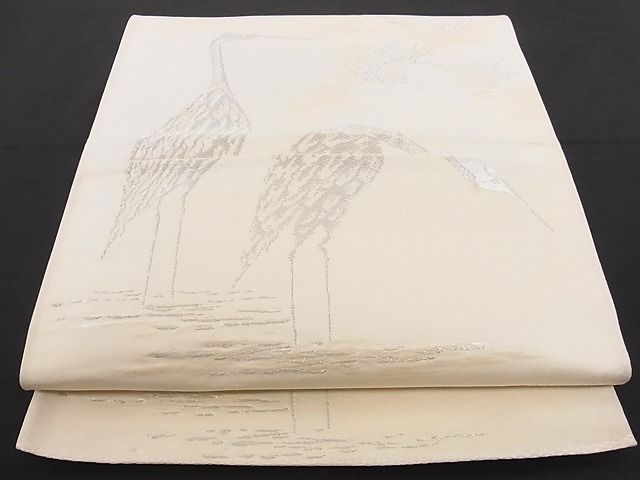 平和屋着物■西陣 六通柄袋帯 鳳凰 鶴 銀糸 正絹 逸品 B-cy4081