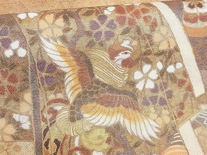 平和屋着物■太鼓柄袋帯 鳳凰花文 金彩 引箔 正絹 逸品 B-cy4515