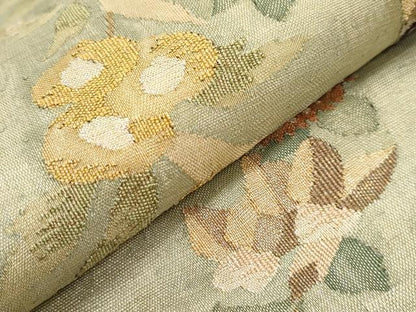 平和屋本店■極上　手織綴れ　山鹿清華　太鼓柄袋帯　花喰い鳥　金糸　逸品　CYAA0929s5