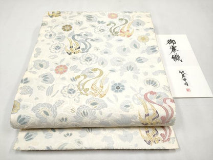 平和屋本店●極上 紋屋井関 御寮織 六通柄袋帯 唐織 花鳥文 金銀糸 逸品 CYAA0958s5