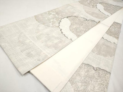 平和屋本店▽極上 スリーシーズン 春夏秋 六通柄袋帯 紬地 雪輪重ね花文 金銀糸 逸品 未使用 CYAA0972s5