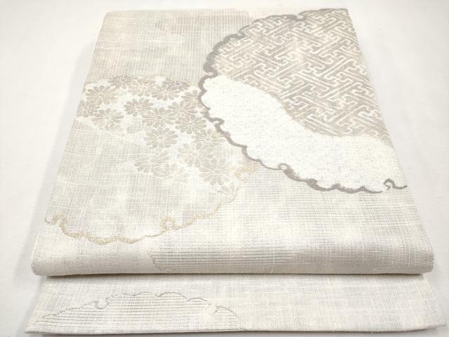 平和屋本店▽極上 スリーシーズン 春夏秋 六通柄袋帯 紬地 雪輪重ね花文 金銀糸 逸品 未使用 CYAA0972s5