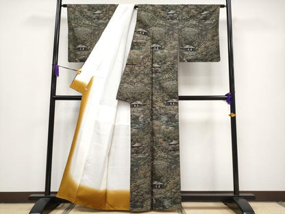 平和屋本店●極上 白泥染の第一人者・絣の魔術師 恵積五郎 本場大島紬 恵大島織物謹製 杉本美恵子作 証紙付 さが美扱 逸品 CYAA0982s5