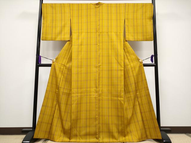 平和屋本店■極上　本場黄八丈　まるまなこ　紬　胴抜き仕立て　逸品　CYAA1006s5