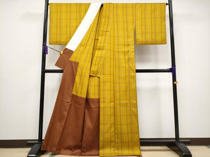 平和屋本店■極上　本場黄八丈　まるまなこ　紬　胴抜き仕立て　逸品　CYAA1006s5