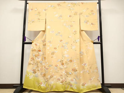 平和屋本店●極上 創業460年・千總 訪問着 駒刺繍 枝椿文 暈し染め 金彩 高島屋扱い 逸品 CYAA1026s5