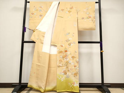 平和屋本店●極上 創業460年・千總 訪問着 駒刺繍 枝椿文 暈し染め 金彩 高島屋扱い 逸品 CYAA1026s5