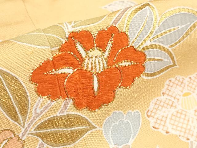 平和屋本店●極上 創業460年・千總 訪問着 駒刺繍 枝椿文 暈し染め 金彩 高島屋扱い 逸品 CYAA1026s5