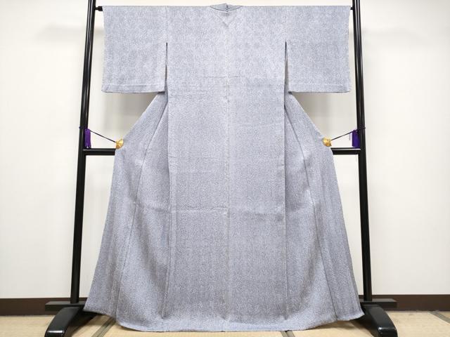 平和屋本店■極上　名門　藤娘きぬたや・杢目絞り　小紋　単衣　証紙付き　逸品　CYAA1038s5