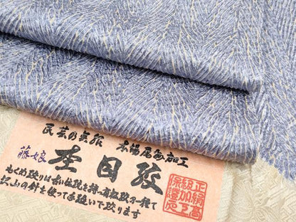 平和屋本店■極上　名門　藤娘きぬたや・杢目絞り　小紋　単衣　証紙付き　逸品　CYAA1038s5