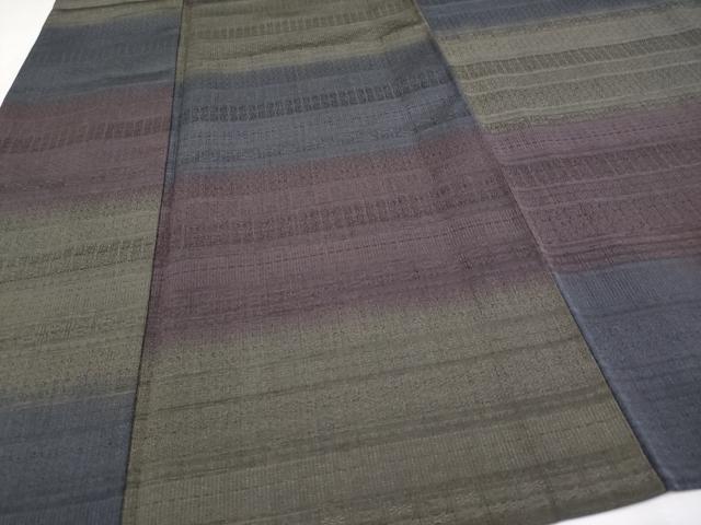 平和屋本店■極上　男性　お召　単衣　横段文　逸品　未使用　CYAA1064s5