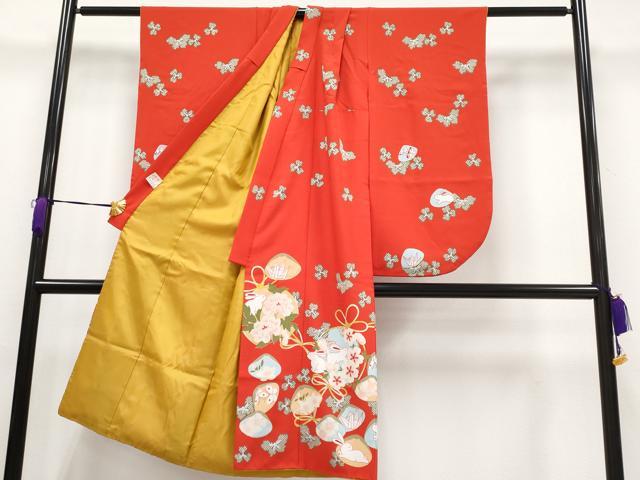 平和屋本店■極上　撫松庵　七五三　女の子　7歳　祝着　貝合せ跳兎花文　たとう紙・紙箱付き　そごう扱い　洗える着物　CYAA1081s5