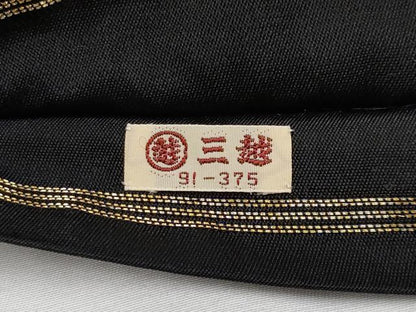 平和屋本店●極上 西陣 川島織物 六通柄 本袋帯 絵皿花文 黒地 金銀糸 三越扱い 逸品 CYAA1115s5