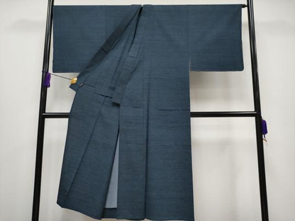 平和屋本店▽極上 日本工芸会正会員 林宗平 男性 越後古代紬 単衣 本草木染 100亀甲 証紙付き 逸品 未使用 CYAA1205s5
