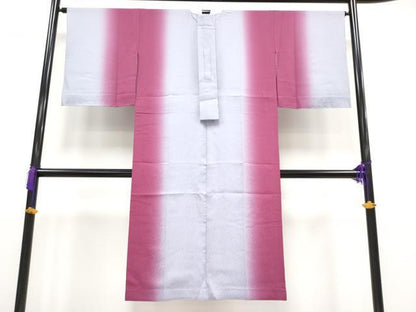 平和屋本店■夏物　長襦袢　紋紗　藤色×濃紅色　暈し染め　反端付き　逸品　未使用　CYAA1223s5