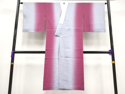 平和屋本店■夏物　長襦袢　紋紗　藤色×濃紅色　暈し染め　反端付き　逸品　未使用　CYAA1223s5