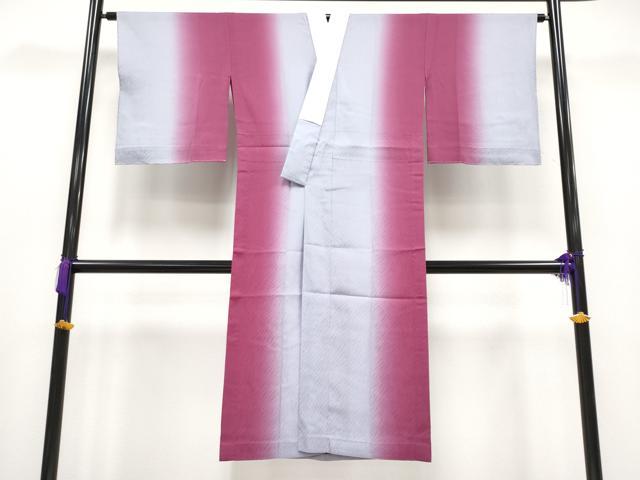 平和屋本店■夏物　長襦袢　紋紗　藤色×濃紅色　暈し染め　反端付き　逸品　未使用　CYAA1223s5