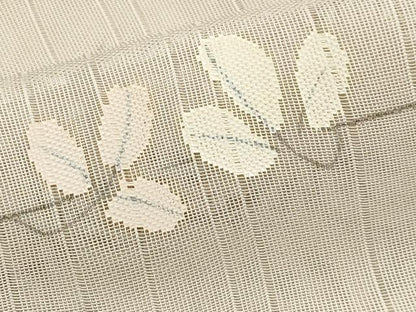 平和屋本店▽極上　訪問着　無双　紗袷　紗×紗　スワトウ刺繍　枝葉文　丁子色地　逸品　CYAA1238s5