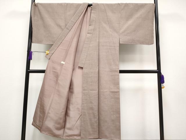 平和屋本店■極上 男性 紬 羽織セット キングサイズ 着物：白茶色 羽織：胡桃染色 逸品 未使用 CYAA1243s5