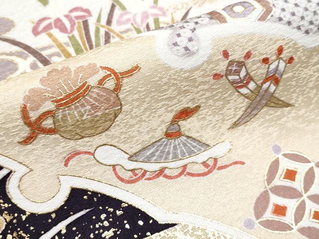 平和屋本店●極上 訪問着 駒刺繍 宝尽くし雪輪枝花文 暈し染め 金彩 逸品 CYAA1287s5