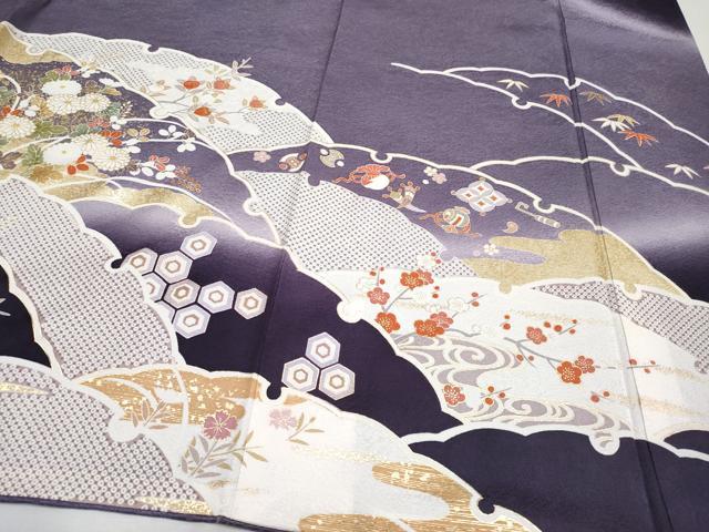 平和屋本店●極上 訪問着 駒刺繍 宝尽くし雪輪枝花文 暈し染め 金彩 逸品 CYAA1287s5