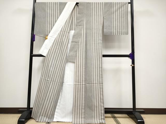 平和屋本店■極上　小紋　単衣　縞　高島屋扱い　綿　逸品　未使用　CYAA1288s5