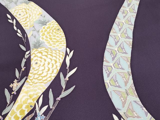 平和屋本店■極上　本加賀友禅作家　中正享子　訪問着　五輪　証紙付き　深紫色地　逸品　CYAA1305s5